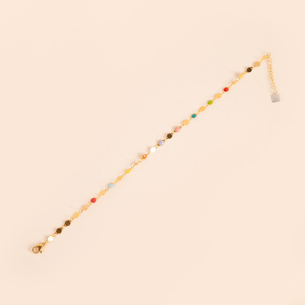 ANKLE BRACELET WITH SIMPLE AND COLORFUL CIRCULAR PLATES