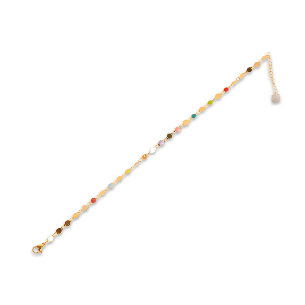 ANKLE BRACELET WITH SIMPLE AND COLORFUL CIRCULAR PLATES