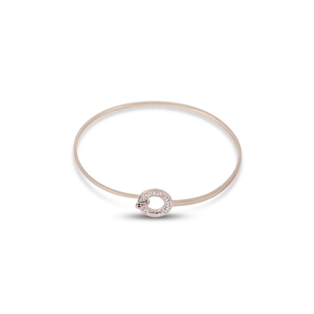 BRACCIALE RIGIDO FINO CON CHIUSURA A GANCIO E STRASS