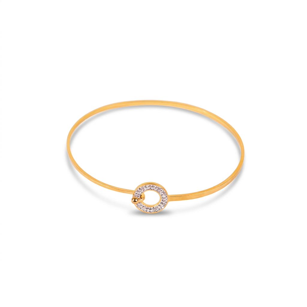 FINE RIGID BRACELET WITH HOOK CLOSURE AND RHINESTONE