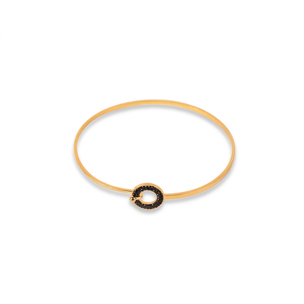 FINE RIGID BRACELET WITH HOOK CLOSURE AND RHINESTONE