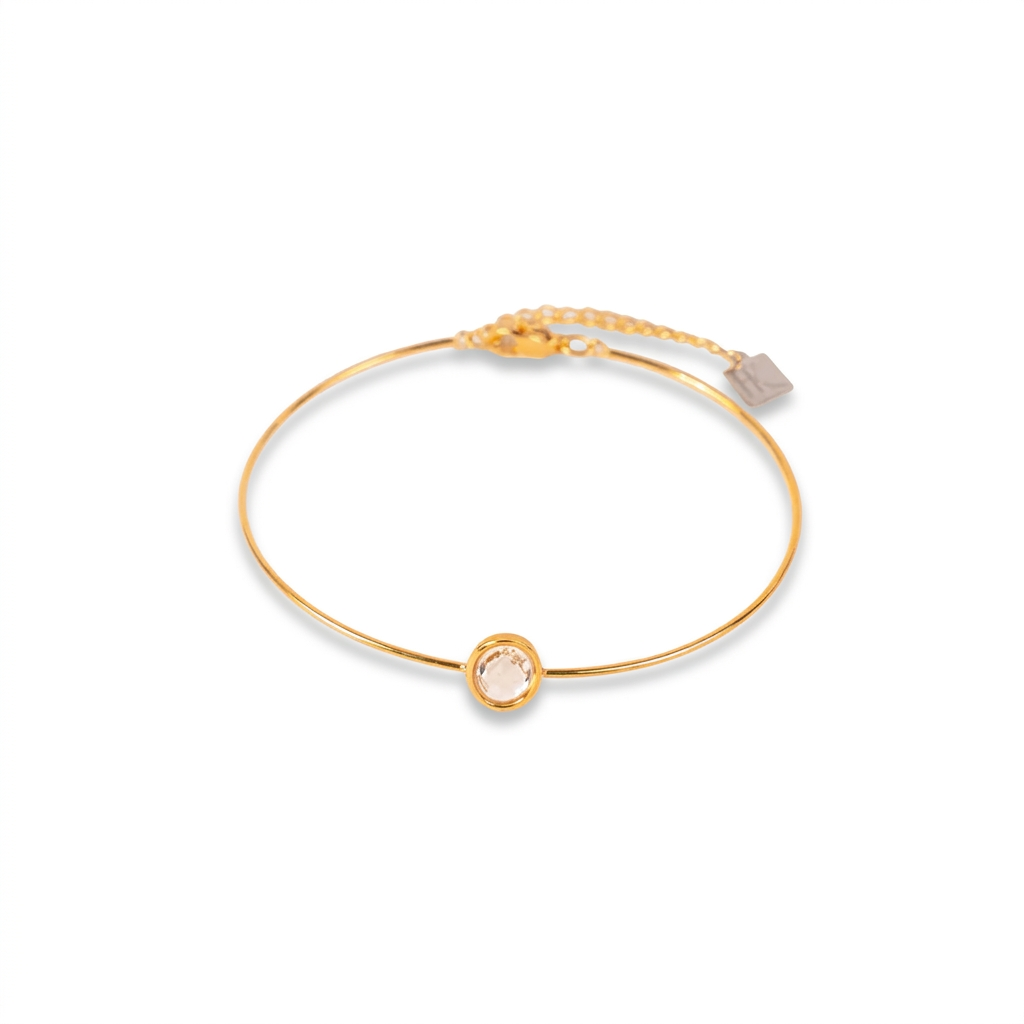 BRACCIALE RIGIDO FINO CON PIETRA OVALE CENTRALE
