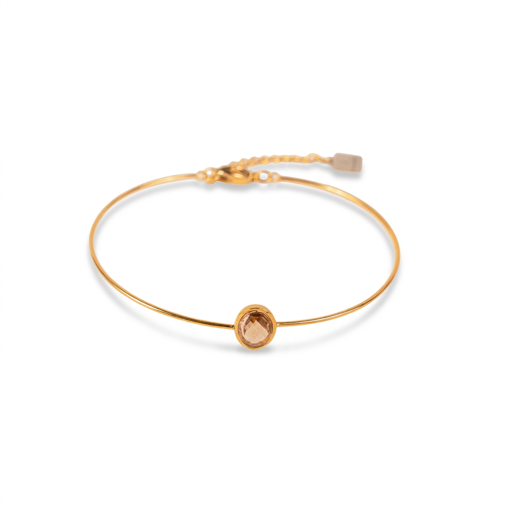 BRACCIALE RIGIDO FINO CON PIETRA OVALE CENTRALE