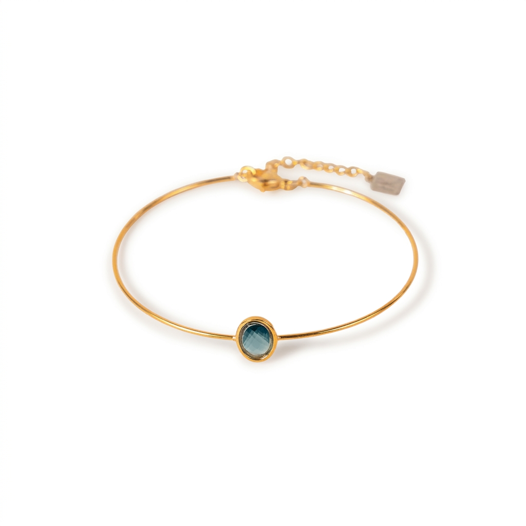 BRACCIALE RIGIDO FINO CON PIETRA OVALE CENTRALE