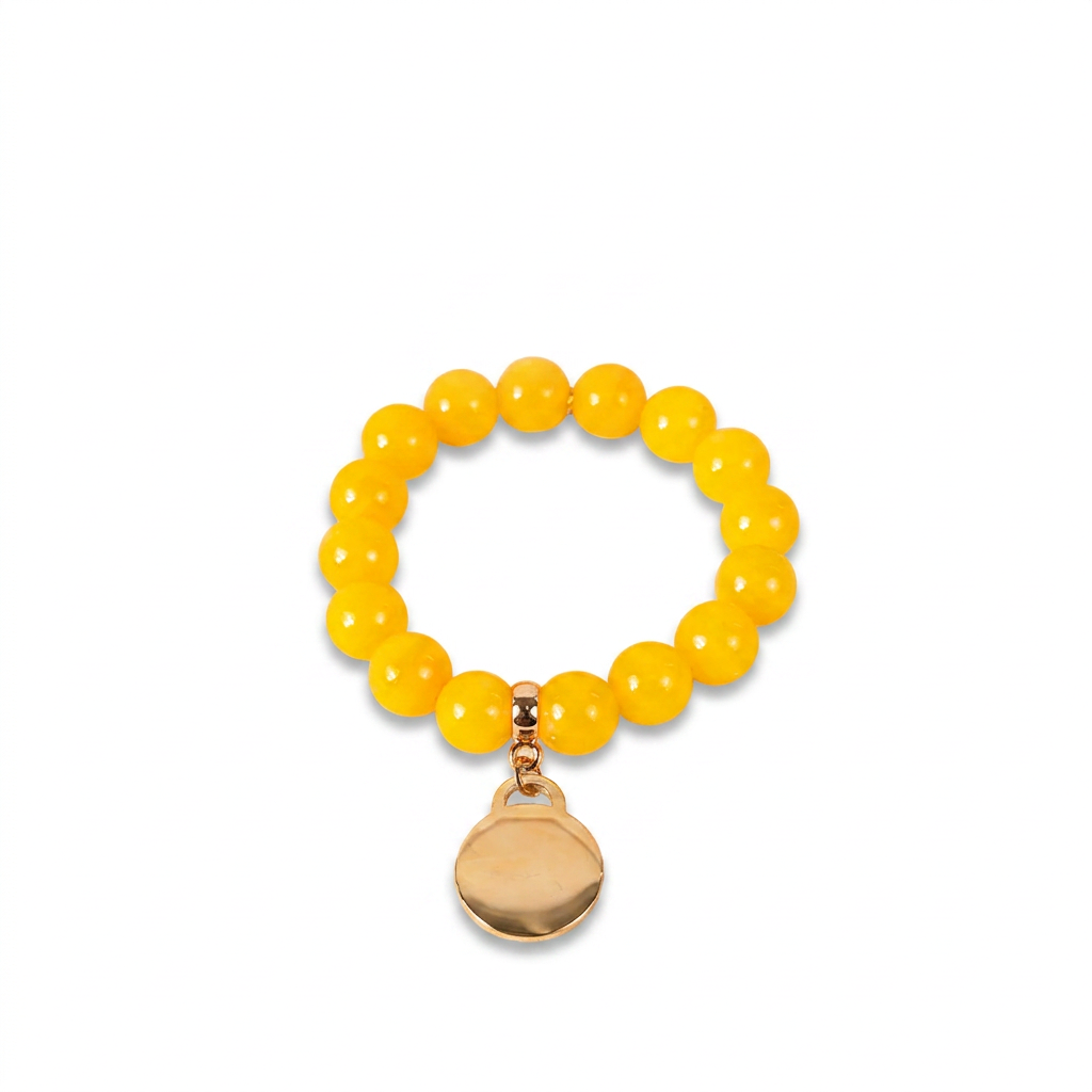ELASTIC BRACELET WITH COLORED STONES AND PENDANT