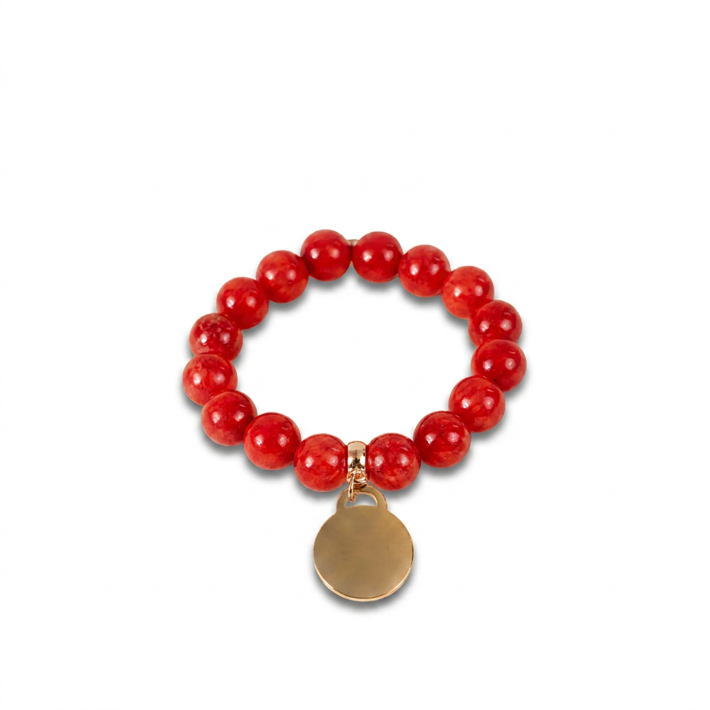 ELASTIC BRACELET WITH COLORED STONES AND PENDANT