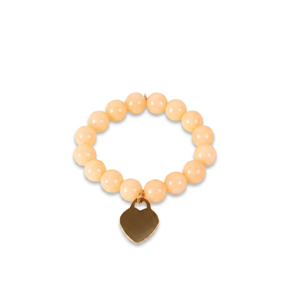 BRACCIALE ELASTICO CON PIETRE COLORATE E CIONDOLO A CUORE