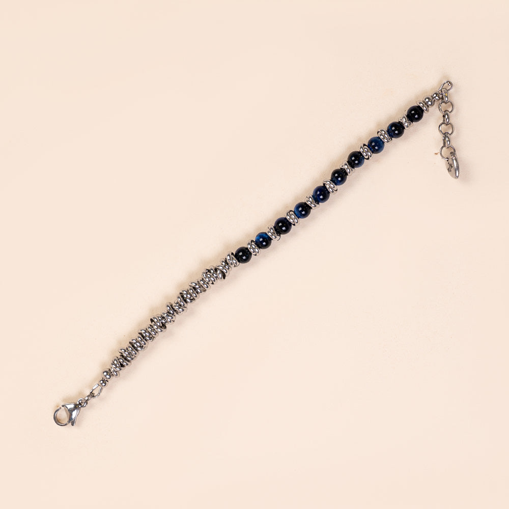 BRACCIALE CON PIETRE DURE COLORATE E ANELLI INTRECCIATI