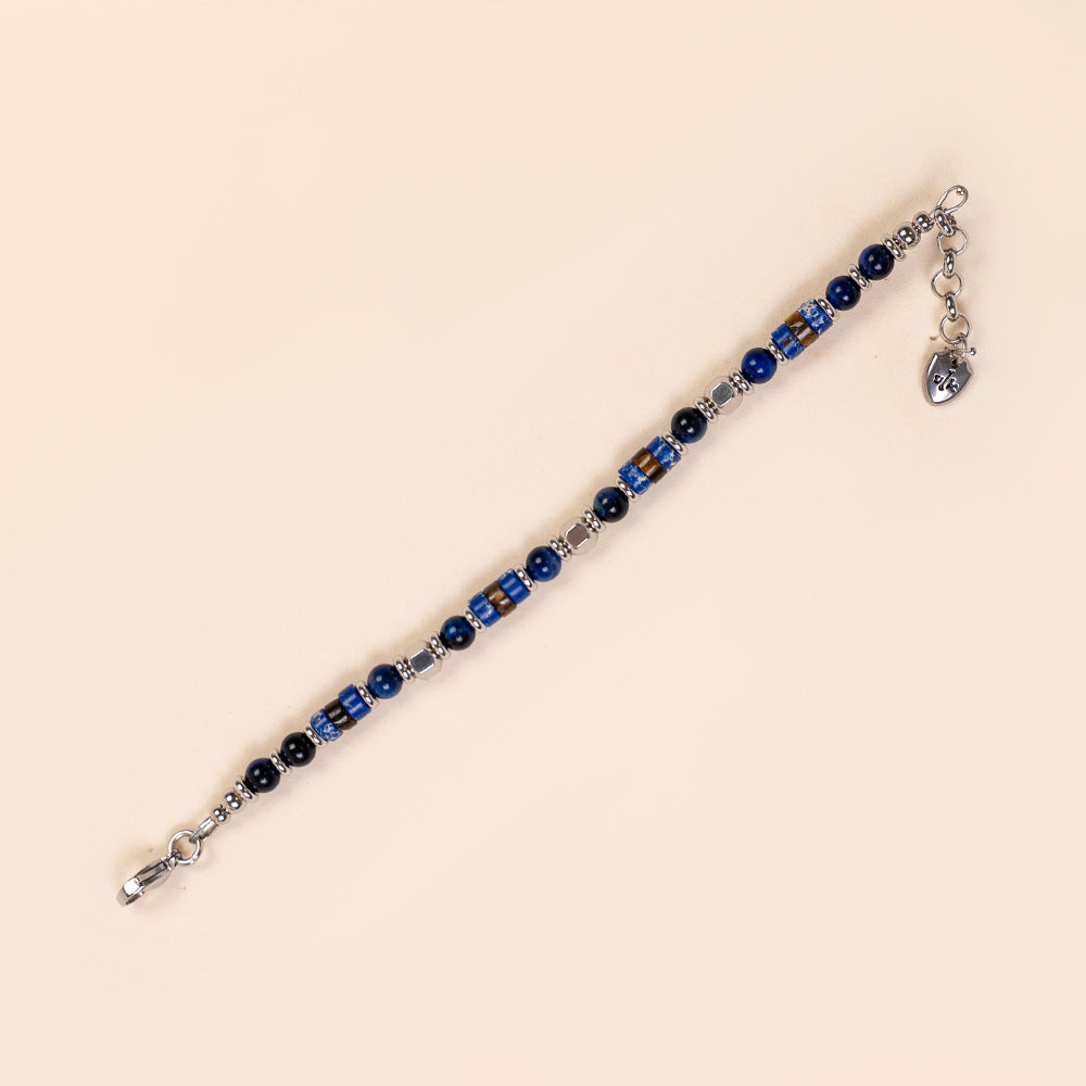 BRACCIALE CON PIETRE DURE E INSERTI IN ACCIAIO