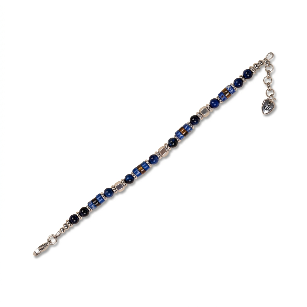 BRACELET WITH HARD STONES AND STEEL INSERTS