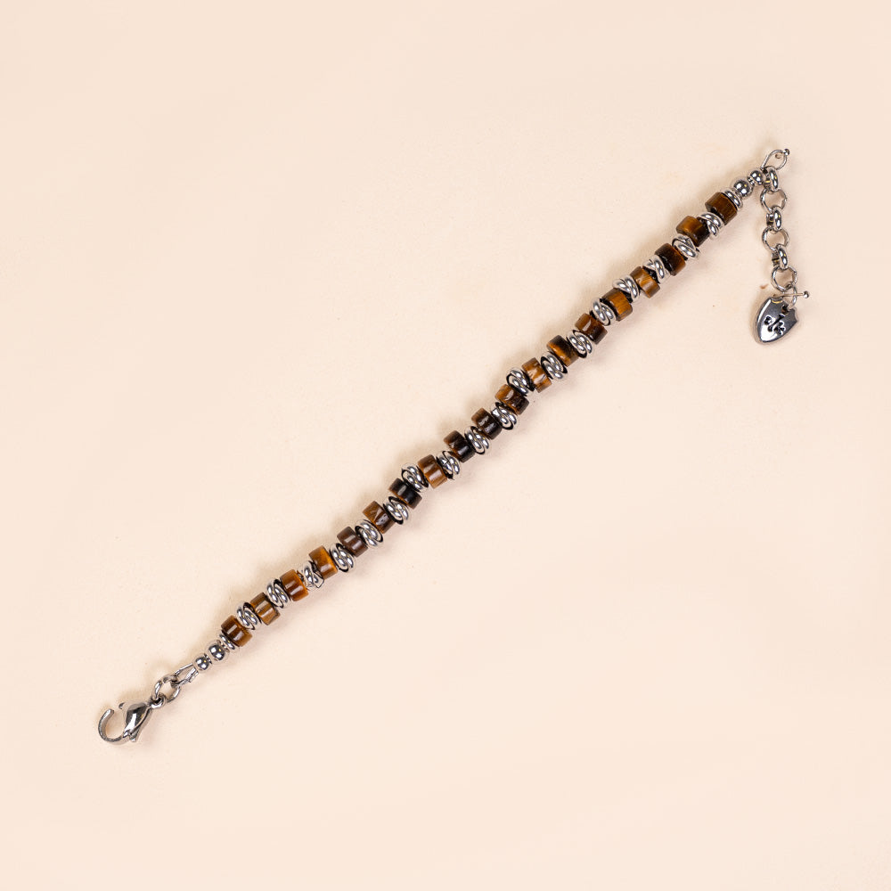 BRACCIALE CON PIETRE DURE E INSERTI INTRECCIATI