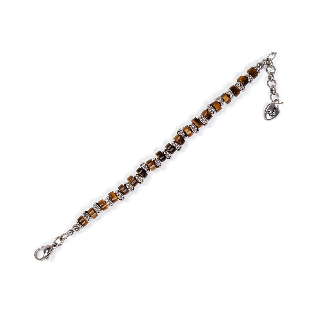 BRACCIALE CON PIETRE DURE E INSERTI INTRECCIATI