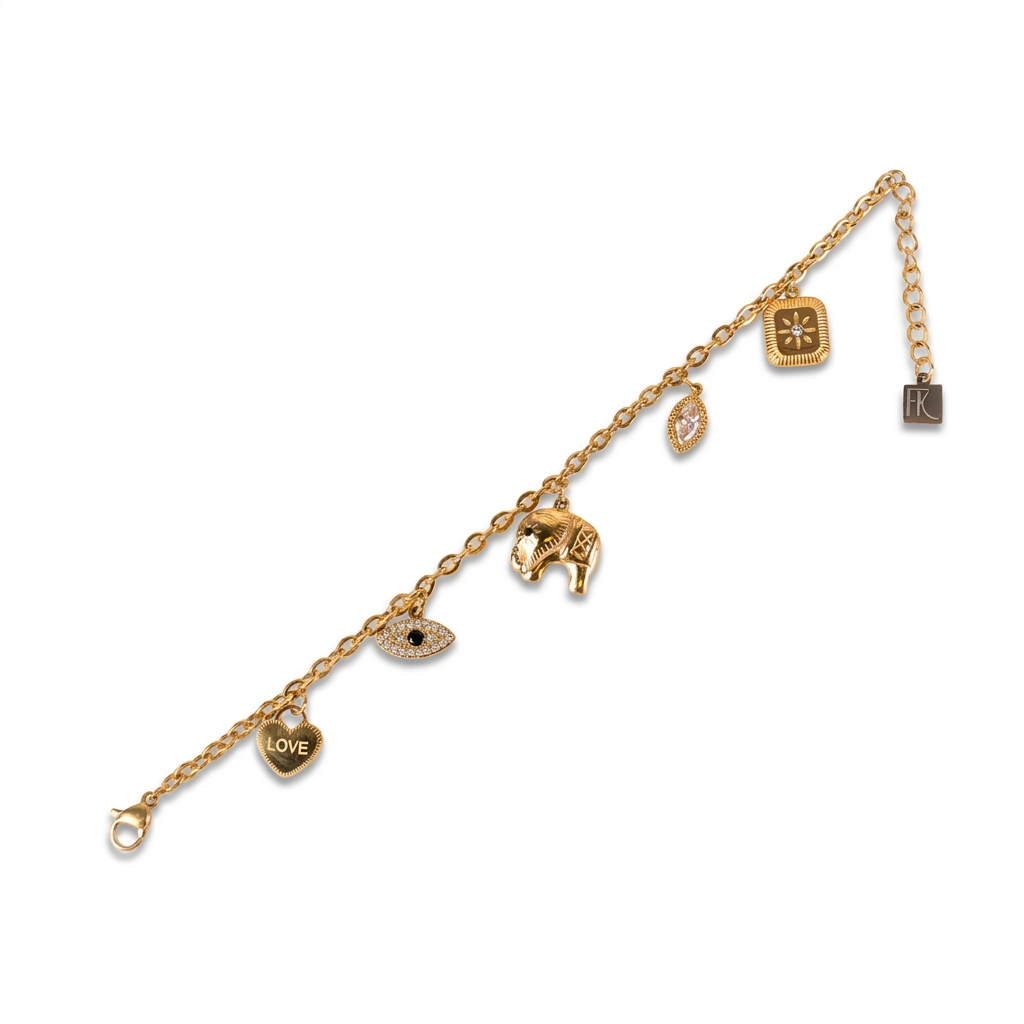 BRACCIALE CON CHARM FISSI CON STRASS