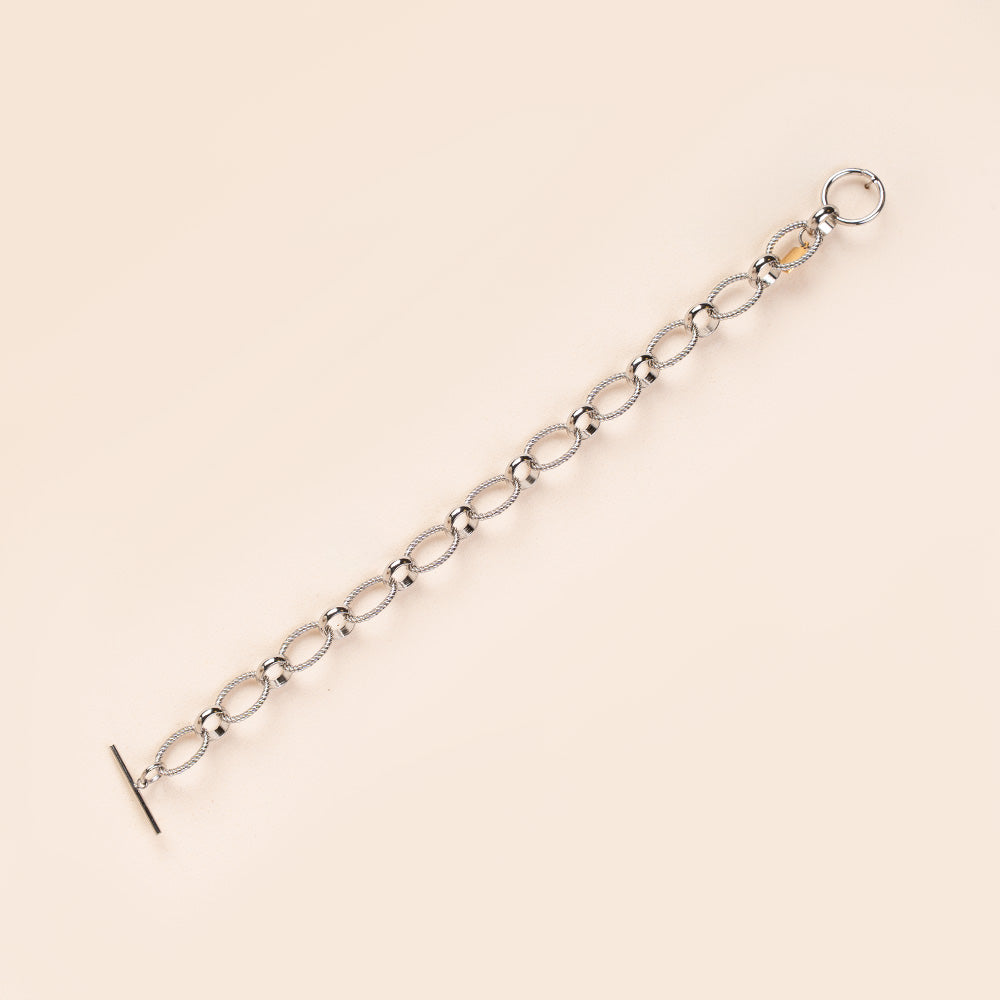 BRACCIALE A CATENA CON MAGLIE RUVIDE E CHIUSURA A T