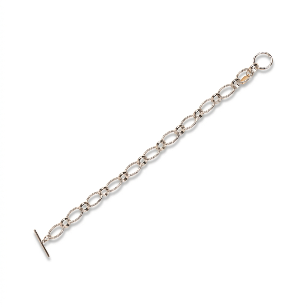 BRACCIALE A CATENA CON MAGLIE RUVIDE E CHIUSURA A T
