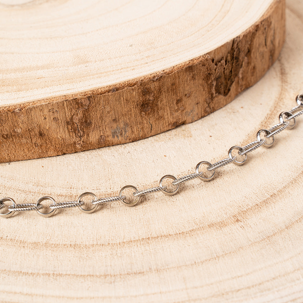 BRACCIALE A CATENA CON MAGLIE RUVIDE E CHIUSURA A T