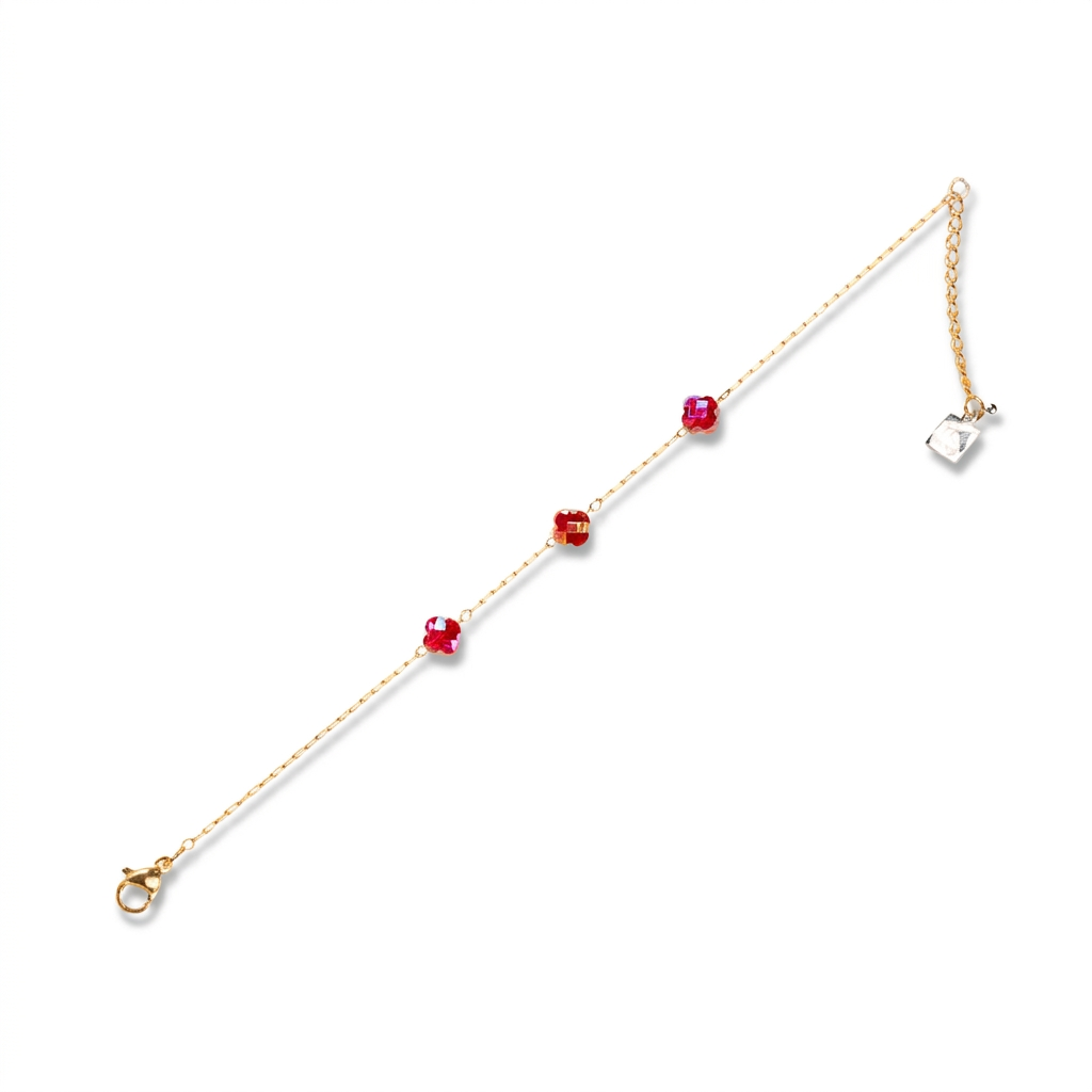 BRACCIALE A CATENA SOTTILE CON TRE PERLINE A FIORE