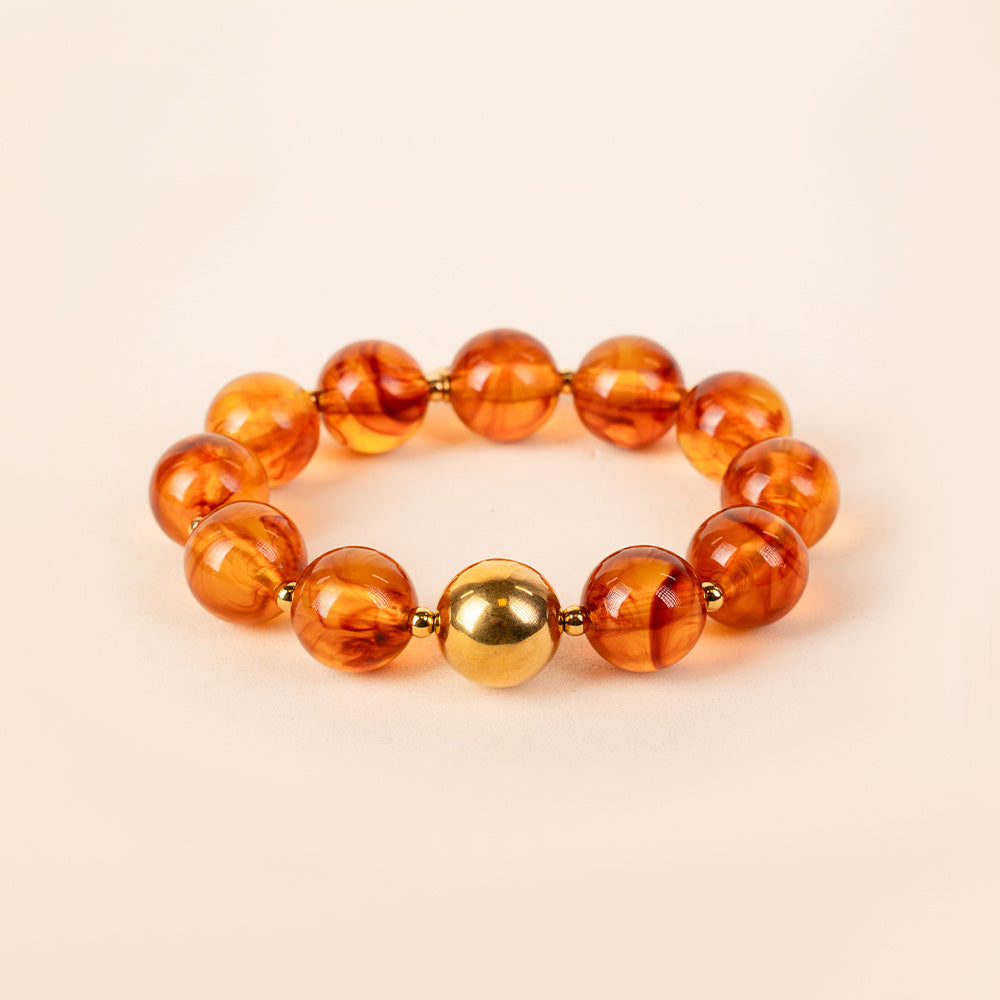 BRACCIALE ELASTICO CON SFERE MARMOREE E METALLICHE