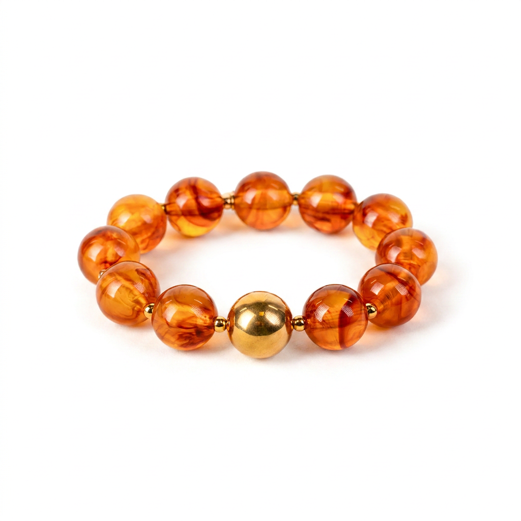 BRACCIALE ELASTICO CON SFERE MARMOREE E METALLICHE