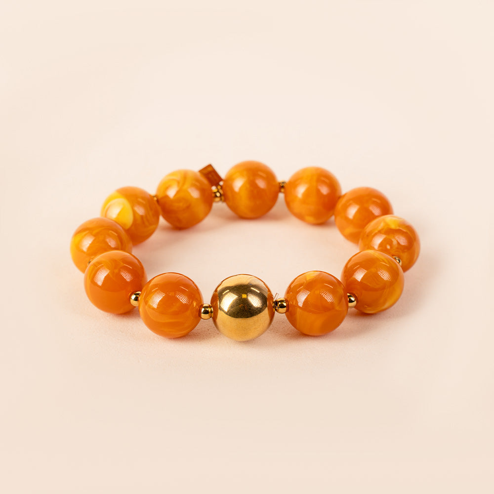 BRACCIALE ELASTICO CON SFERE MARMOREE E METALLICHE