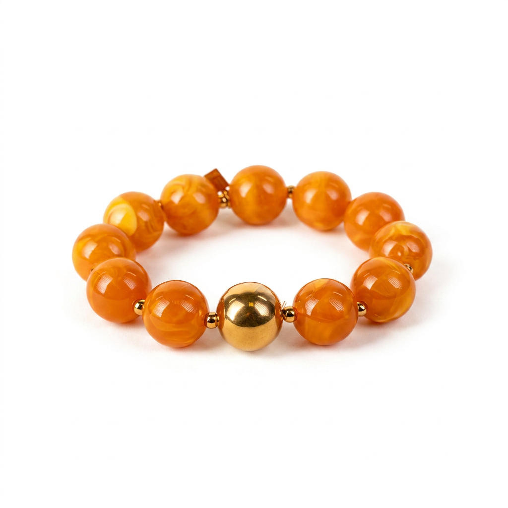 BRACCIALE ELASTICO CON SFERE MARMOREE E METALLICHE