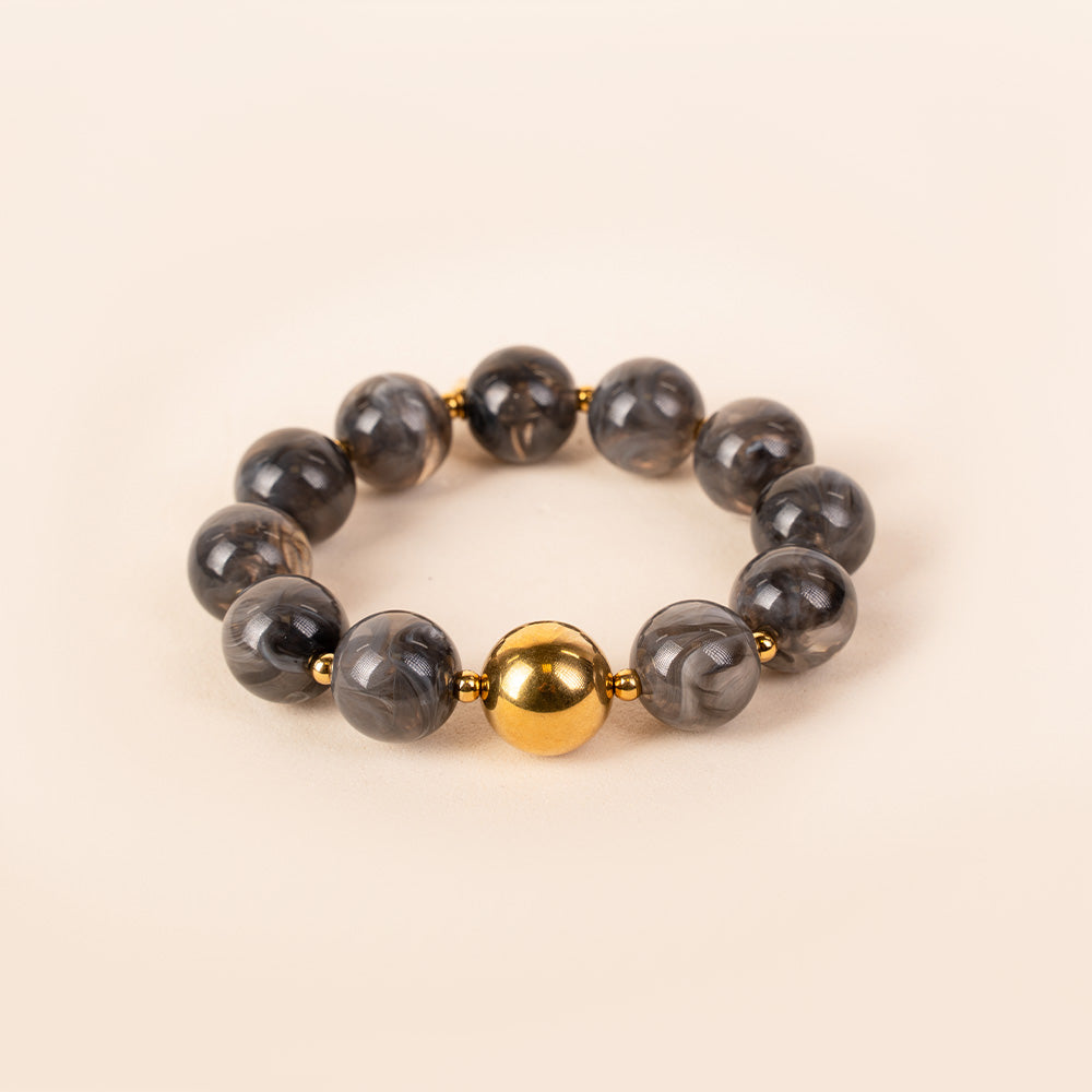 BRACCIALE ELASTICO CON SFERE MARMOREE E METALLICHE