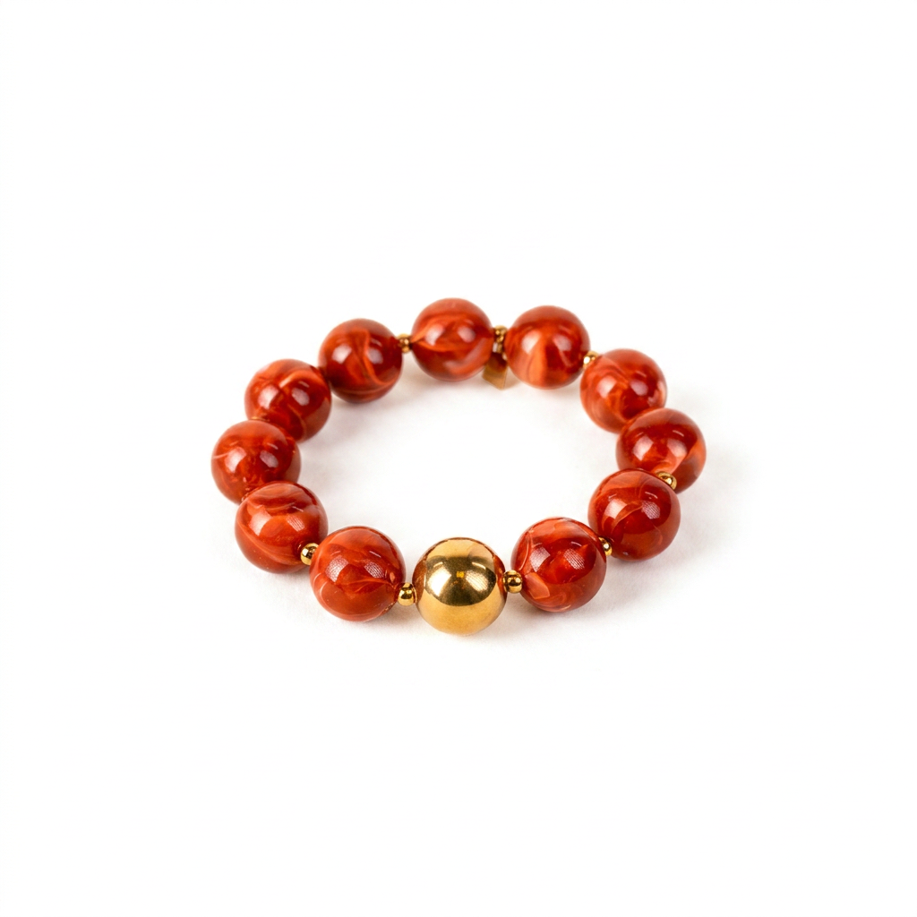 BRACCIALE ELASTICO CON SFERE MARMOREE E METALLICHE