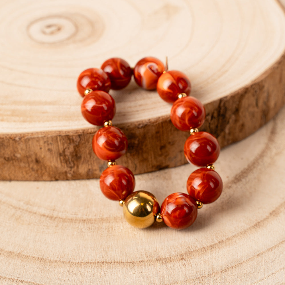 BRACCIALE ELASTICO CON SFERE MARMOREE E METALLICHE