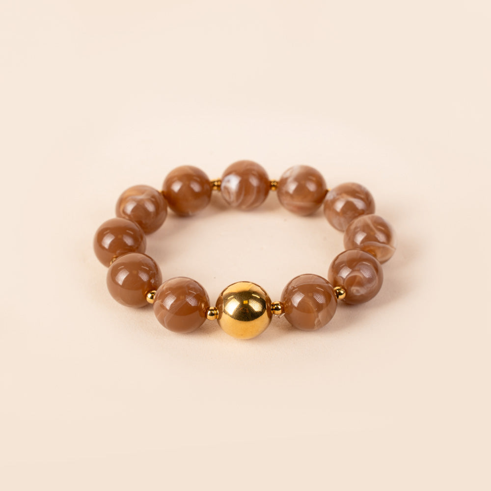 BRACCIALE ELASTICO CON SFERE MARMOREE E METALLICHE