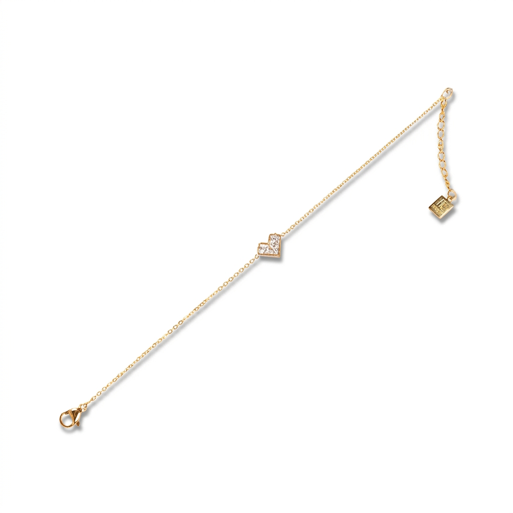 BRACCIALE MORBIDO A CATENA CON CUORE GEOMETRICO