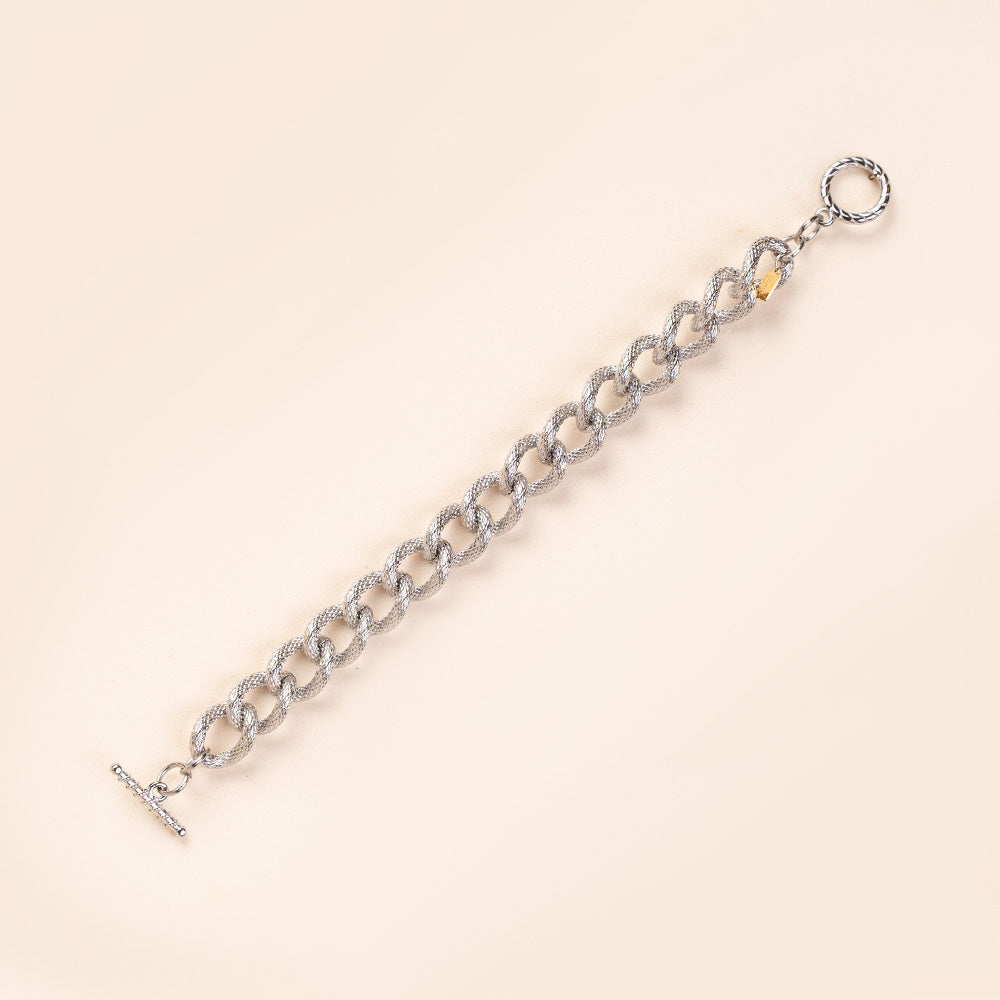 BRACCIALE MORBIDO A CATENA RUVIDA CON CHIUSURA A T