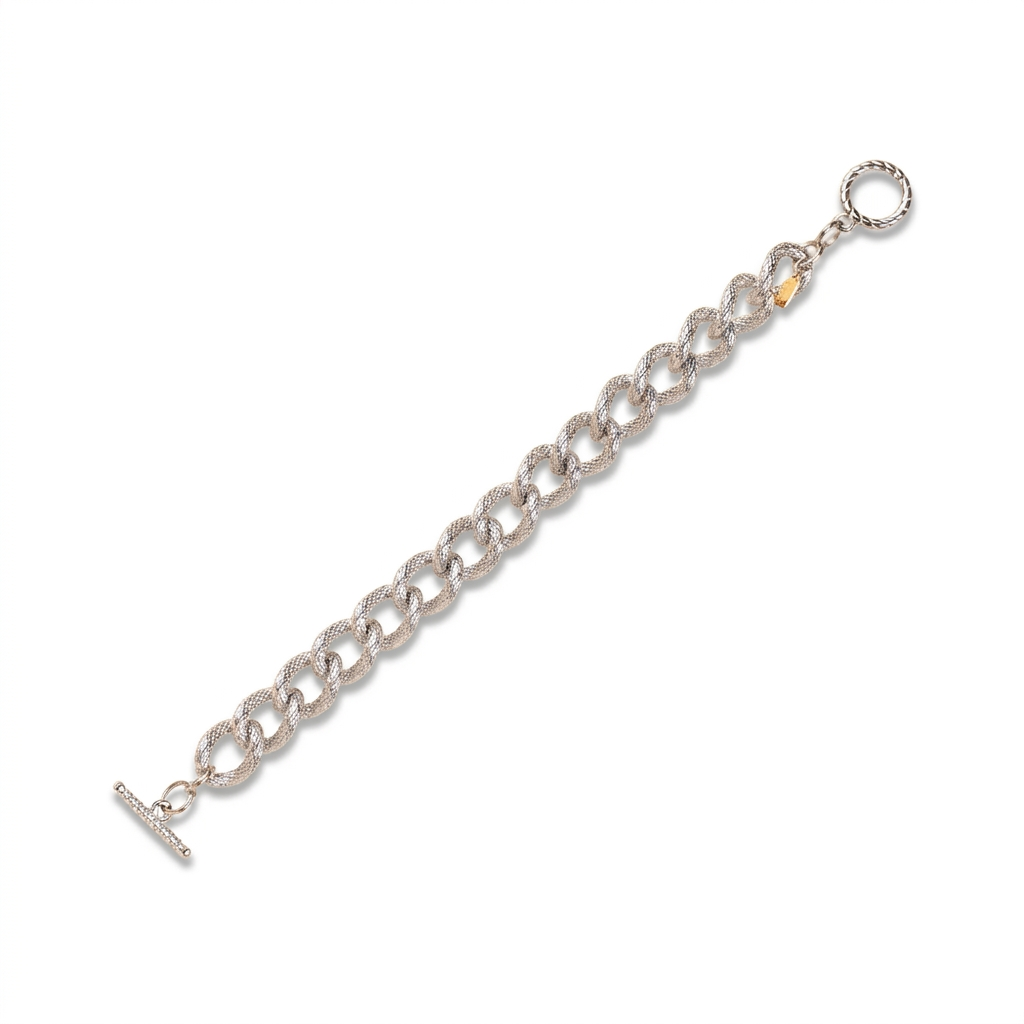 BRACCIALE MORBIDO A CATENA RUVIDA CON CHIUSURA A T