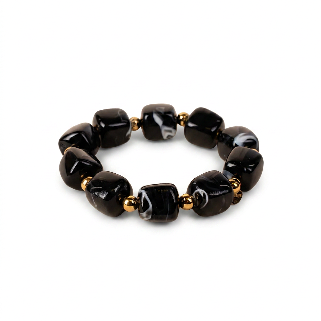 BRACCIALE ELASTICO CON PIETRE QUADRATE