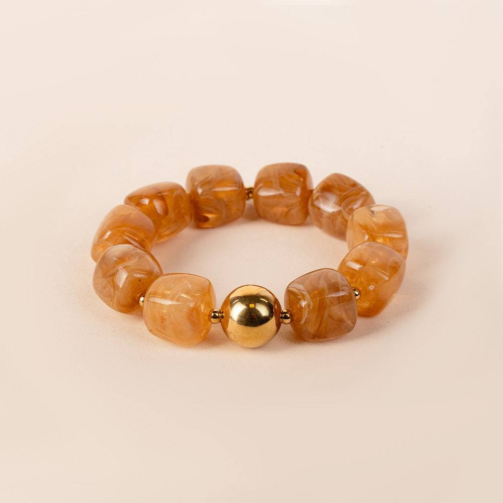 BRACCIALE ELASTICO CON SFERE QUADRATE E METALLICHE