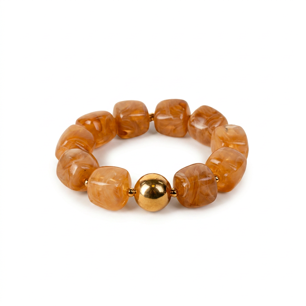 BRACCIALE ELASTICO CON SFERE QUADRATE E METALLICHE