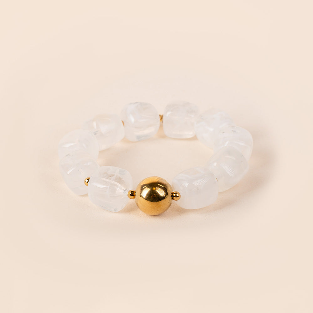 BRACCIALE ELASTICO CON SFERE QUADRATE E METALLICHE