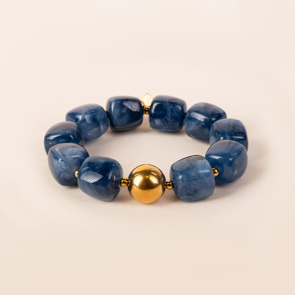 BRACCIALE ELASTICO CON SFERE QUADRATE E METALLICHE