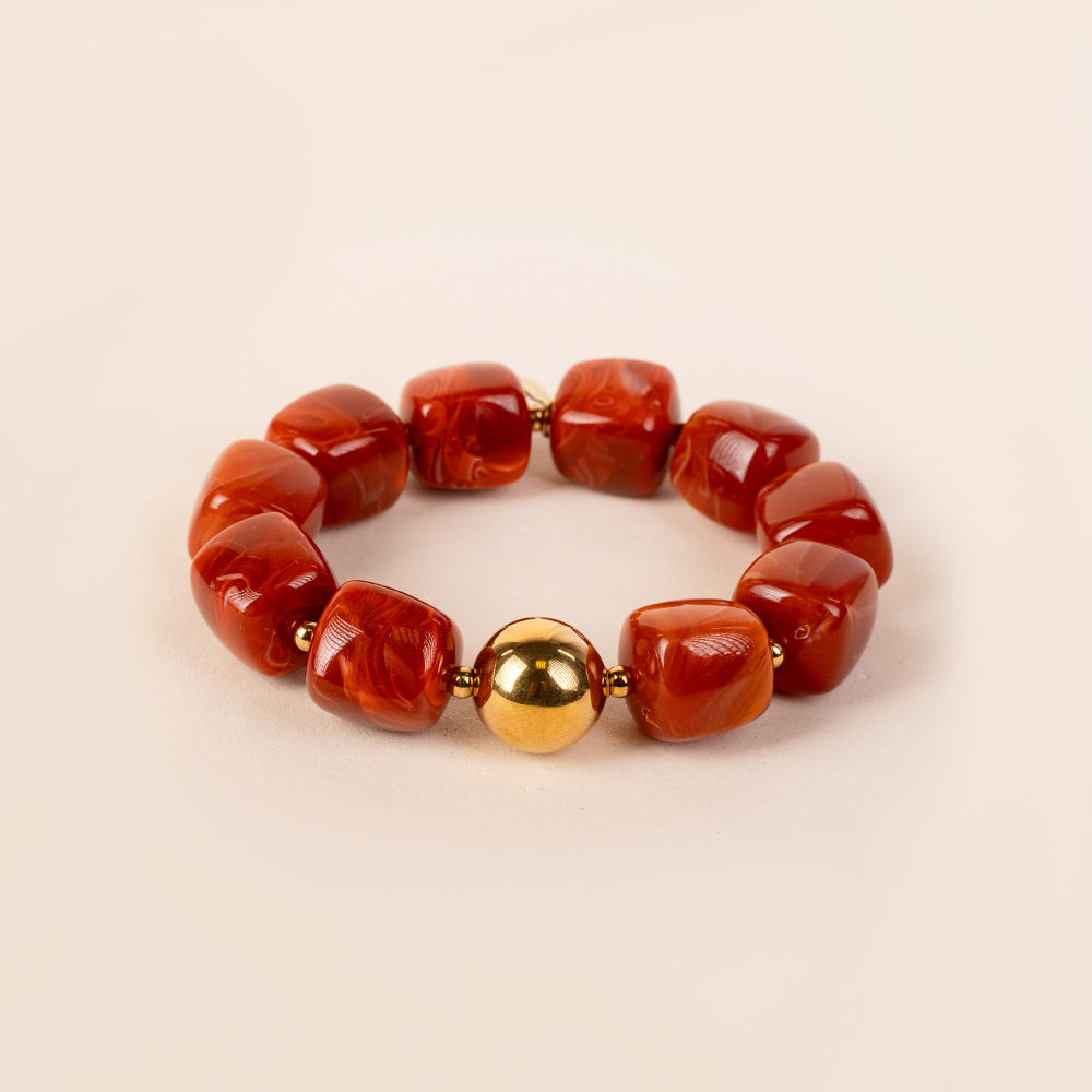 BRACCIALE ELASTICO CON SFERE QUADRATE E METALLICHE