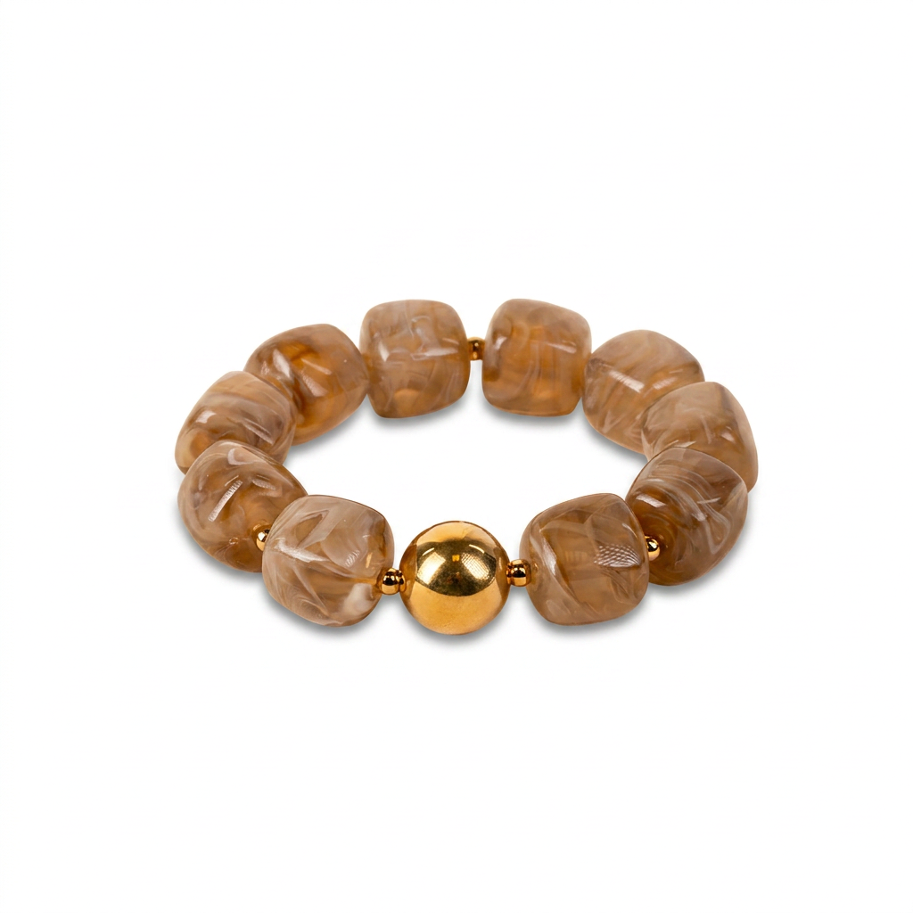 BRACCIALE ELASTICO CON SFERE QUADRATE E METALLICHE