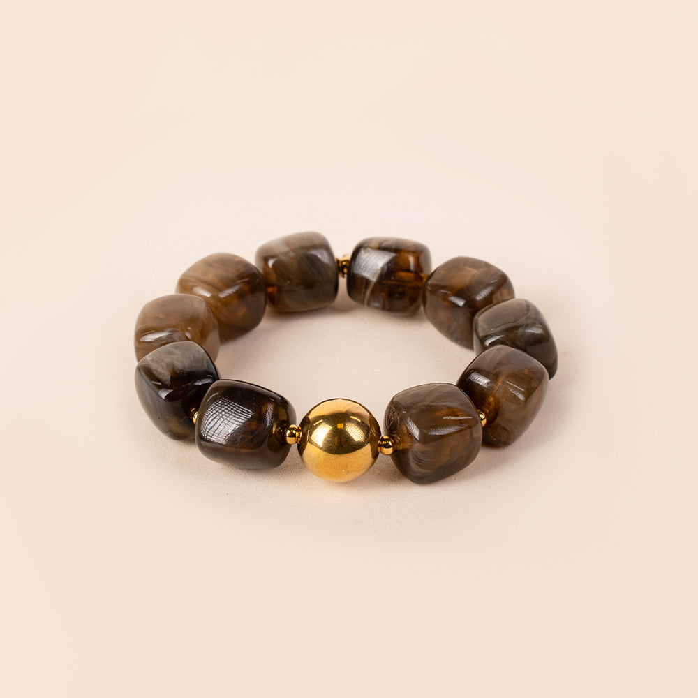 BRACCIALE ELASTICO CON SFERE QUADRATE E METALLICHE