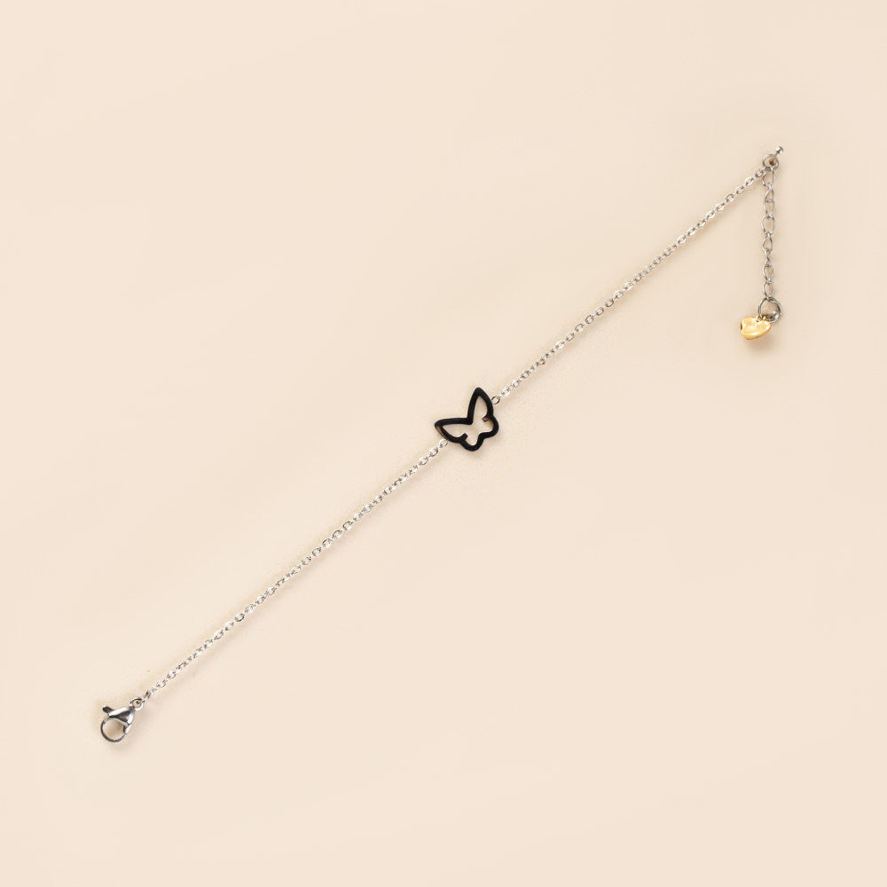 BRACCIALE MORBIDO A CATENA CON FARFALLA STRASS