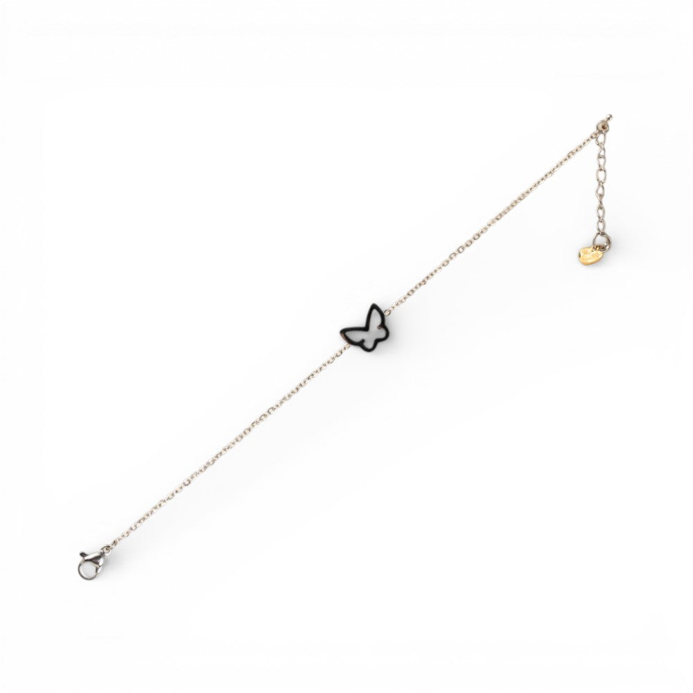BRACCIALE MORBIDO A CATENA CON FARFALLA STRASS