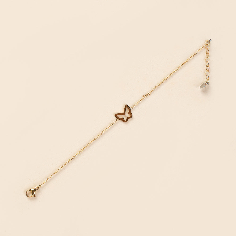 BRACCIALE MORBIDO A CATENA CON FARFALLA STRASS