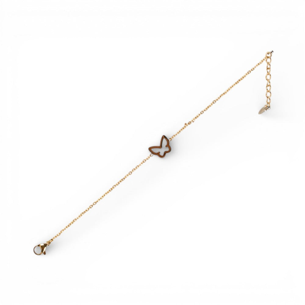 BRACCIALE MORBIDO A CATENA CON FARFALLA STRASS