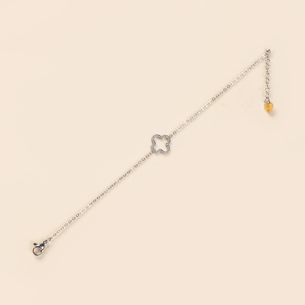 BRACCIALE MORBIDO A CATENA CON FIORE DI STRASS