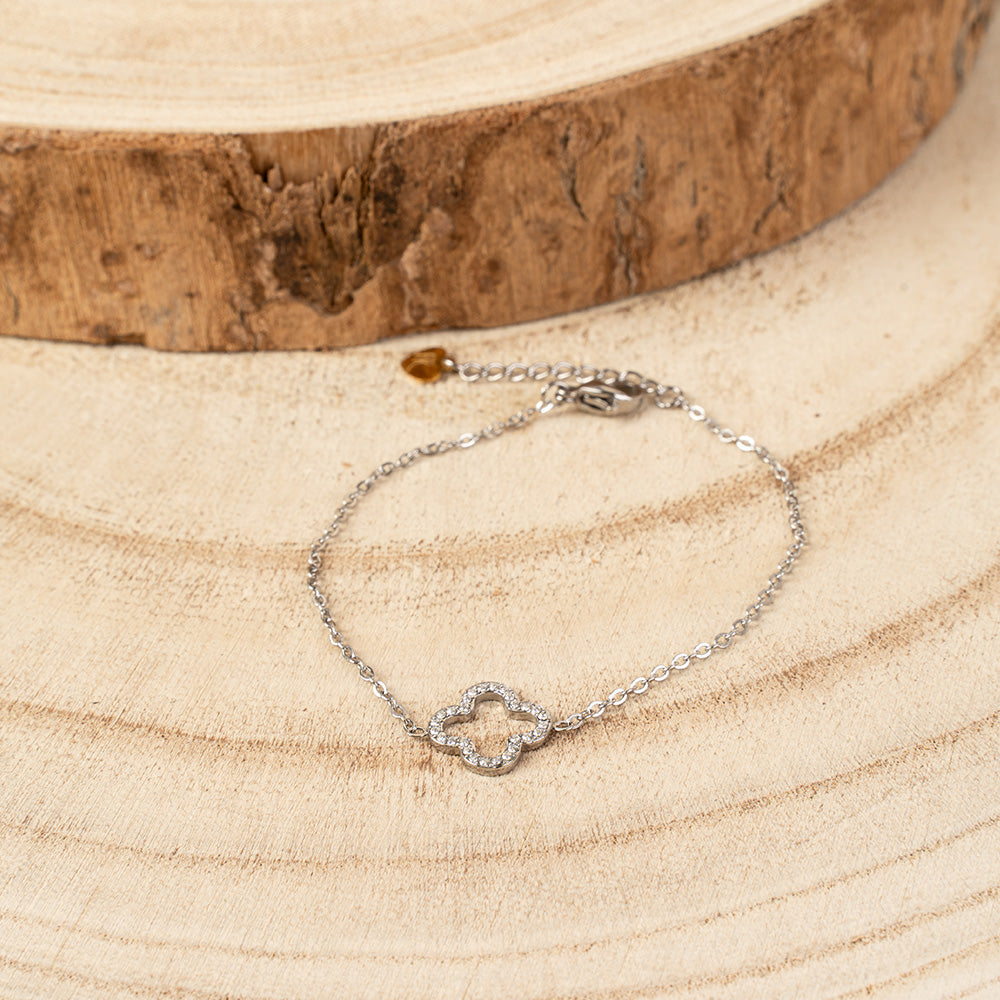 BRACCIALE MORBIDO A CATENA CON FIORE DI STRASS