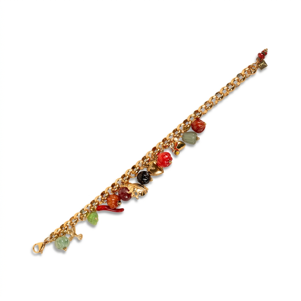 BRACCIALE CON CHARM COLORATI E COCCINELLA CENTRALE