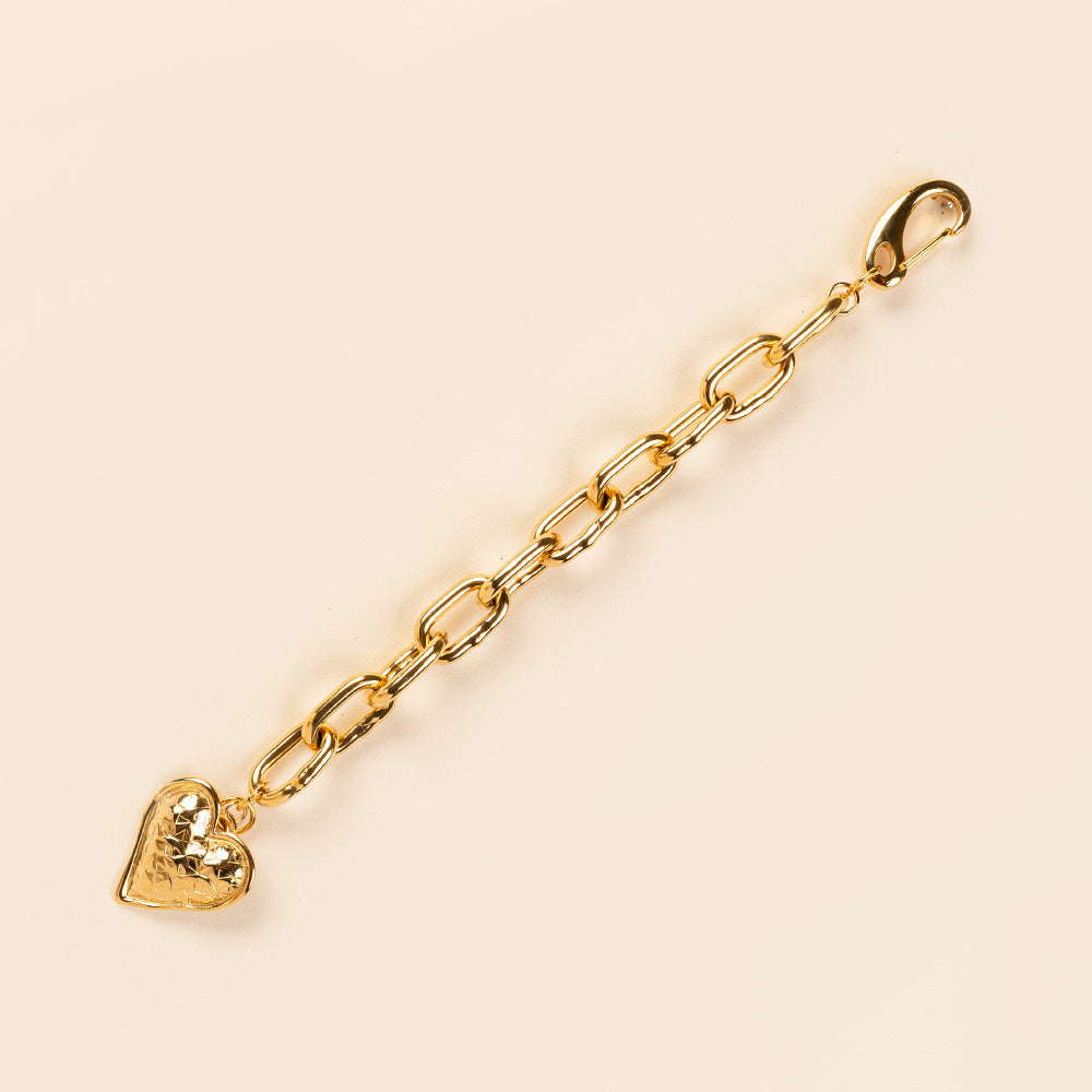 BRACCIALE A CATENA SPESSA CON CUORE SFACCETTATO ALL'ESTREMITA'