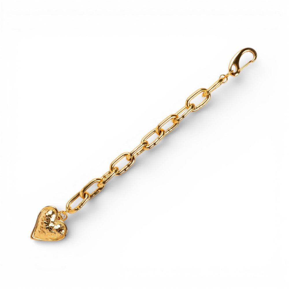 BRACCIALE A CATENA SPESSA CON CUORE SFACCETTATO ALL'ESTREMITA'