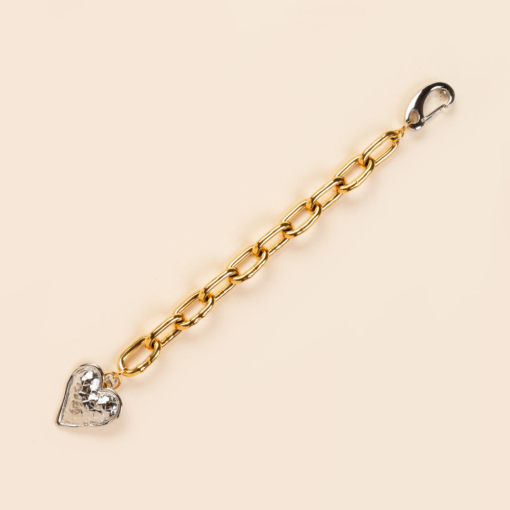 BRACCIALE A CATENA SPESSA CON CUORE SFACCETTATO ALL'ESTREMITA'